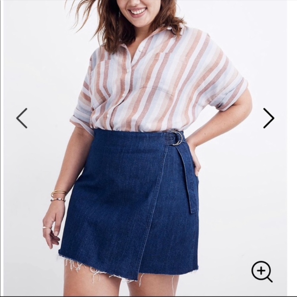 Madewell Denim Raw-Hem Mini Wrap Skirt - Size 14 Denim Envelope Skirt
